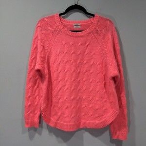 Wallace x Madewell Womens Size M Pink Mohair Wool Cable Knit Sweater Tulip Hem